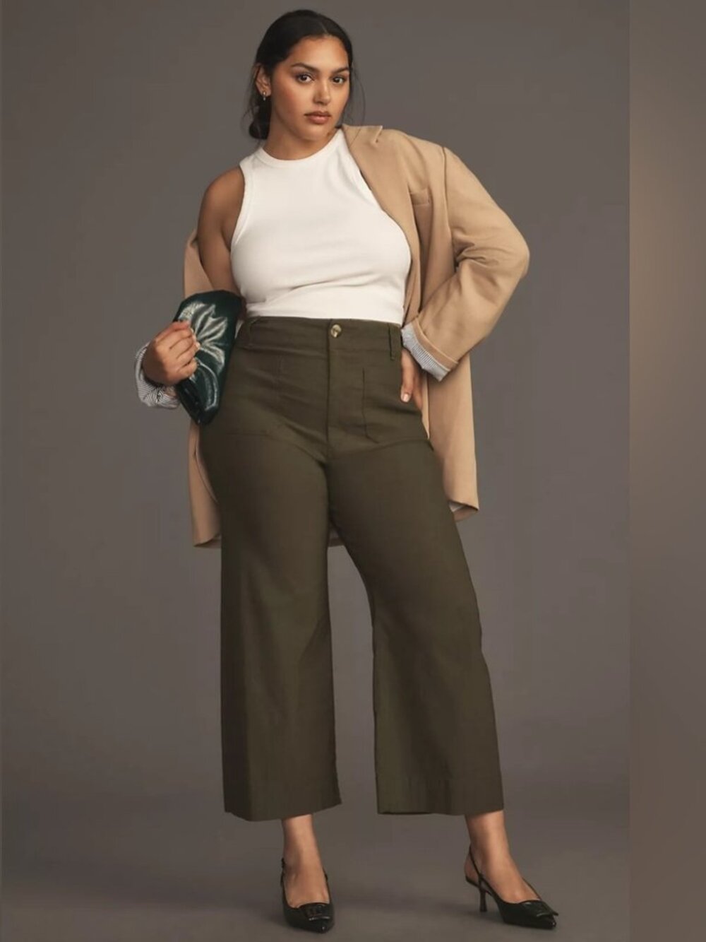 Anthropologie Colette Cropped Olive Pant - size 32